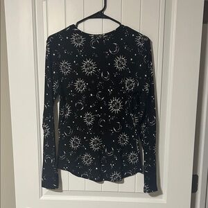 No Boundaries Black Sun and Moon Long Sleeve Top